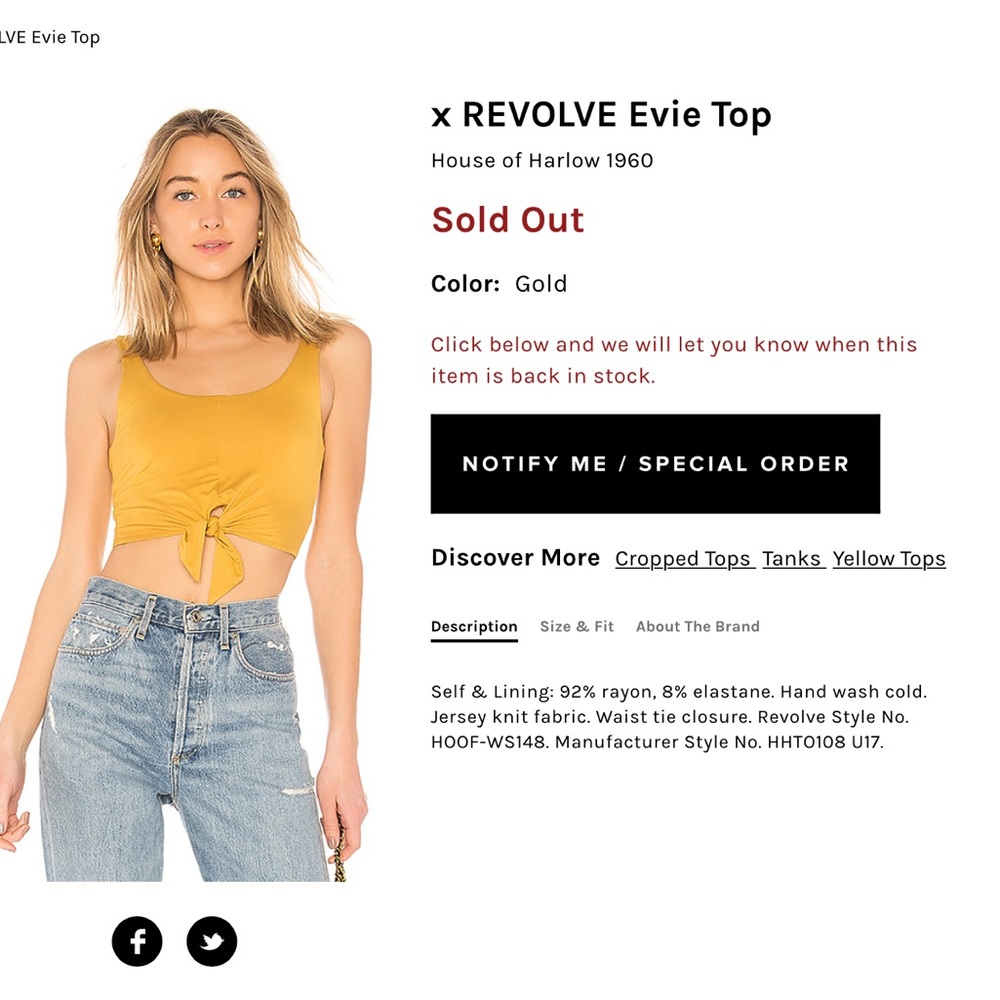 HOUSE OF HARLOW 1960 crop top